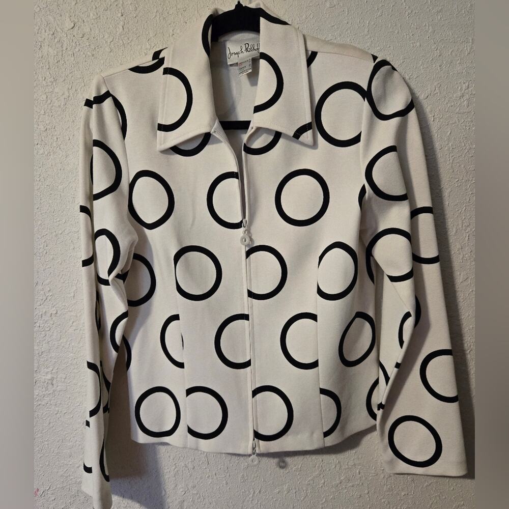 Joseph Ribkoff White and Black Abstract Suit Jacket